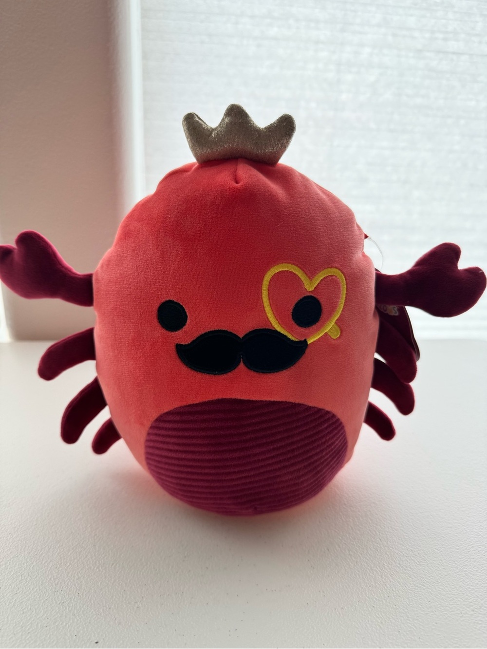 Squishmallows Georgios Valentine Crab Plush 10" NWT Mustache Monocle Crown